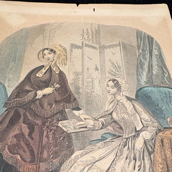 Vintage Art Print with Elegant Ladies in Black and Brown - Picture 3 of 5